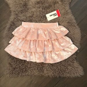 New! Pink ruffle skirt. Velvet looking material